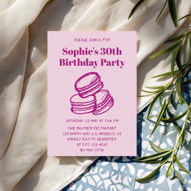 Invitación Cumpleaños 30 Elegante Macarón Rosa  (Subido por el creador)