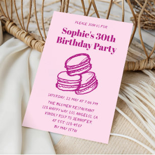 Invitación Cumpleaños 30 Elegante Macarón Rosa 