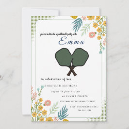 Invitación Cumpleaños 30 Elegante Pickleball Verde Salvia
