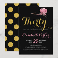 Cumpleaños 30 glamurosos flores lunares doradas y 