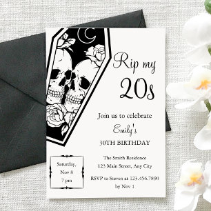 Invitación Cumpleaños 30 gótico RIP 20s
