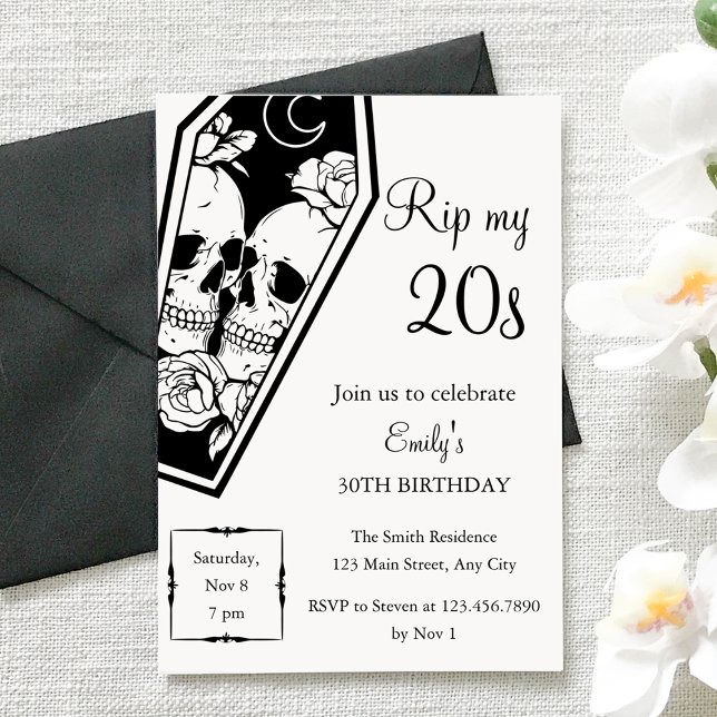 Invitación Cumpleaños 30 gótico RIP 20s (Subido por el creador)