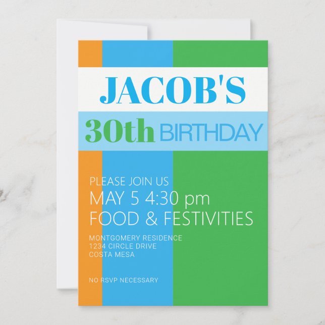Invitación cumpleaños 30 hombres (Anverso)