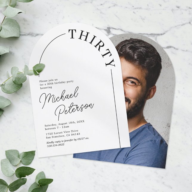 Invitación Cumpleaños 30 Minimalista Arco Adulto (Subido por el creador)