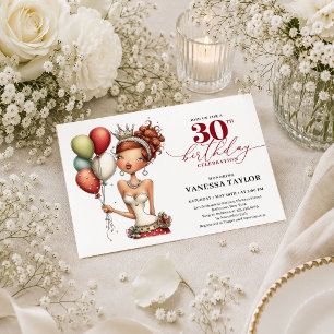 Invitación Cumpleaños 30 Moderno Burgundy Divertido Mujer I