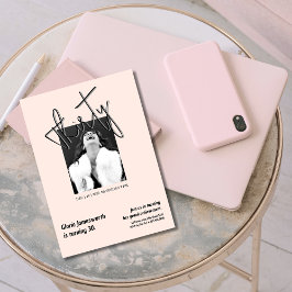 Invitación Cumpleaños 30 Moderno Divertido Foto Rosa Claro