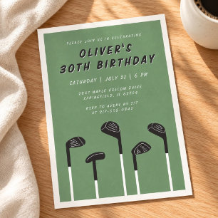 Invitación Cumpleaños 30 moderno minimalista de golf verde sa
