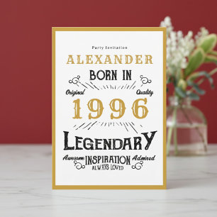 Invitación Cumpleaños 30 Nació en 1996 Leyenda de Oro Blanco
