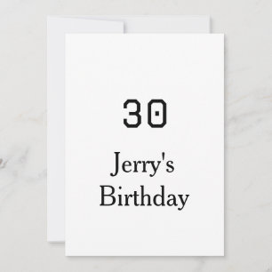 Invitación cumpleaños 30 nombre letra negrita fecha simple mi