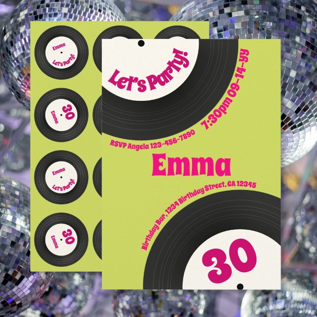 Invitación Cumpleaños 30 personalizado Disco divertido retro  (Subido por el creador)