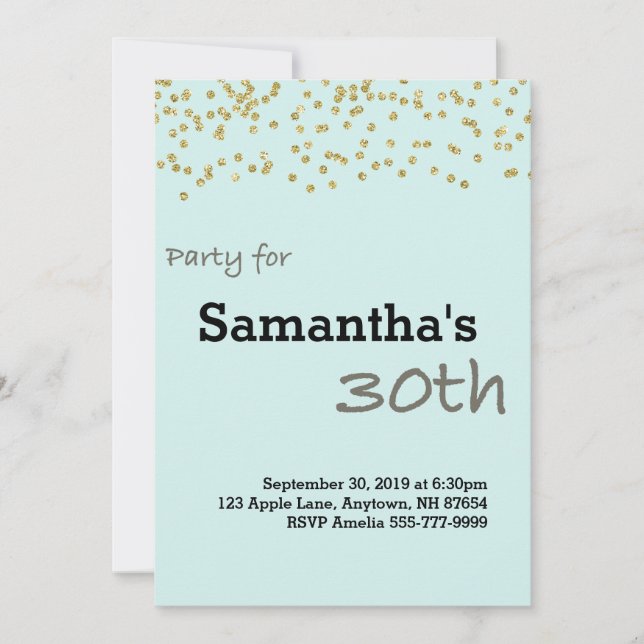 Invitación Cumpleaños 30 Personalizado en Colores Pastel (Anverso)