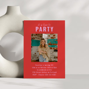 Invitación Cumpleaños 30 personalizado foto rojo rosa brillan