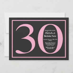 Invitación Cumpleaños 30 Pink and Black Pizarra