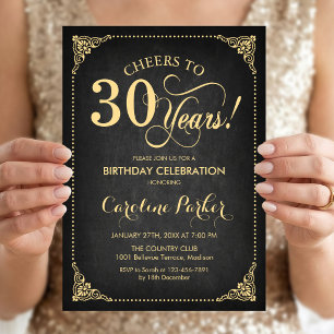 Invitación Cumpleaños 30 - Pizarra Oro