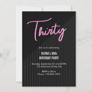 Invitación Cumpleaños 30 Retro Rosa Neón