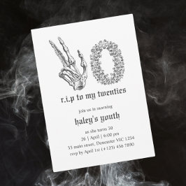 Invitación Cumpleaños 30 RIP 20s Veinteañero Gótico Cráneo Es