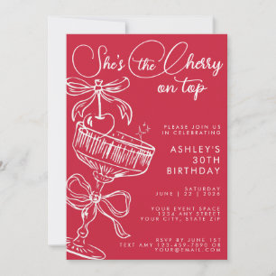 Invitación Cumpleaños 30 Rojo Tendencia Ella Es La Cereza En 