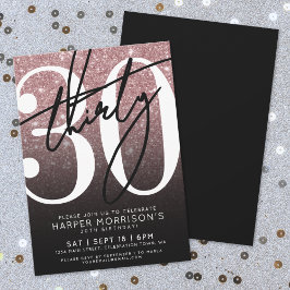 Invitación Cumpleaños 30 Rosa Dorado Destellos Rosa