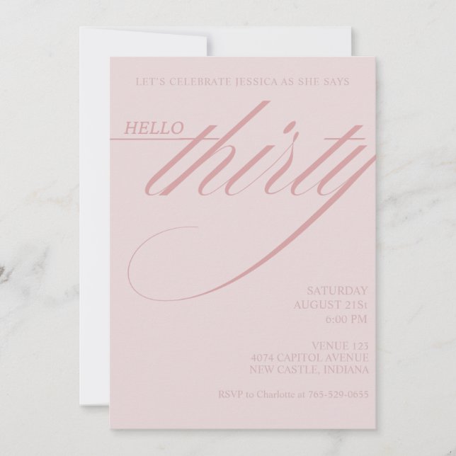 Invitación Cumpleaños 30 Simple Moderno (Anverso)