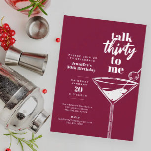 Invitación Cumpleaños 30 Talk Thirty To Me Fiesta de Martini