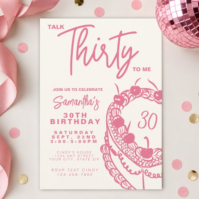 Invitación Cumpleaños 30 Tendy Rosa Háblame Treinta (Subido por el creador)
