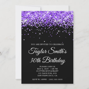 Invitación Cumpleaños 30 Violetas Brillantes Negras