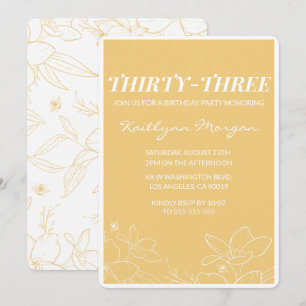 invitación cumpleaños 33 Brunch Moderno Amarillo