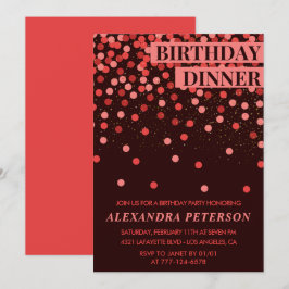 invitación cumpleaños 33 Cena de cumpleaños Confet