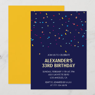 invitación cumpleaños 33 hombres confeti Moderno