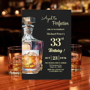 Invitación Cumpleaños 33 Hombres Whiskey Aged to Perfection