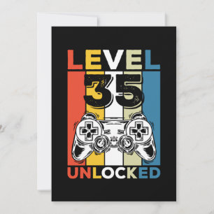 Invitación Cumpleaños 35 Nivel Desbloqueado 35 Juegos Retro