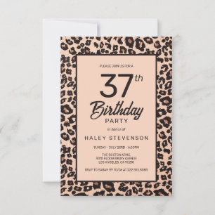 Invitación Cumpleaños 37 con Estilo Animal Print de Leopardo 