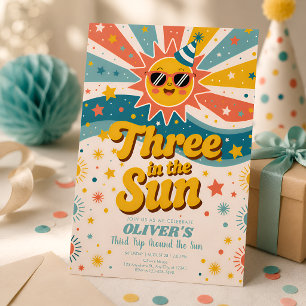 Invitación Cumpleaños 3 al Sol Tres en el Sol