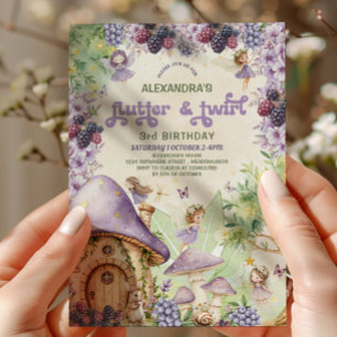 Invitación Cumpleaños 3 de Hada de Flutter & Twirl de Fruta M