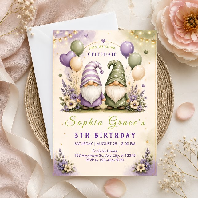 Invitación Cumpleaños 3 de Hada del Jardín Gnomo (Subido por el creador)