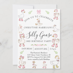 Invitación Cumpleaños 3 de la niña ganso tonta