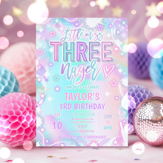 Invitación Cumpleaños 3 de Little Miss Three-nage Pastel Arco