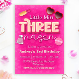 Invitación Cumpleaños 3 de Little Miss Threenager - Niña