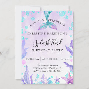 Invitación Cumpleaños 3 de Mermaid Splash