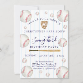 Invitación Cumpleaños 3 de Niño Deporte Béisbol