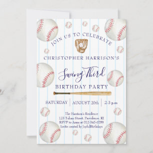 Invitación Cumpleaños 3 de Niño Deporte Béisbol