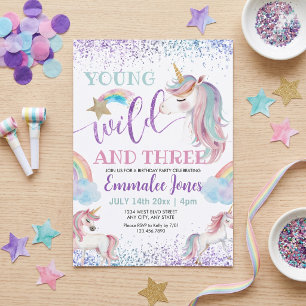 Invitación Cumpleaños 3 de Young Wild y Three Unicorn
