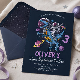 Invitación Cumpleaños 3 del Astronauta Dinosaurio