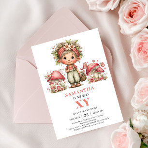 Invitación Cumpleaños 3 Floral Fairy Rosa Claro