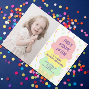 Invitación Cumpleaños 3 helado