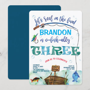 Invitación Cumpleaños 3 pequeño pescador, se fue a pescar