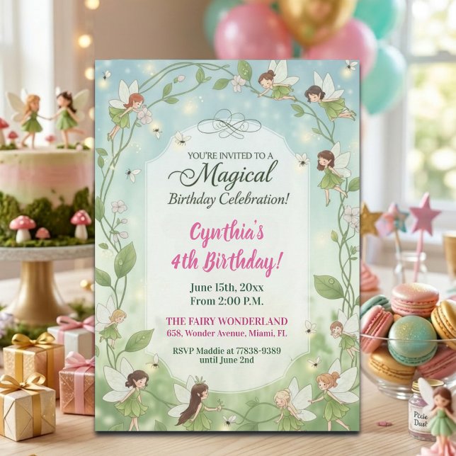 Invitación Cumpleaños 4º de las hadas verdes del bosque lucié (Subido por el creador)
