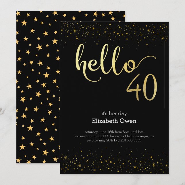 Invitación Cumpleaños 40 (Anverso / Reverso)