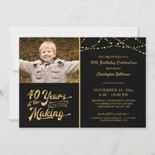 Invitación Cumpleaños 40 AÑOS EN HACERSE Negro y Dorado
