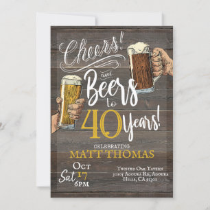Invitación Cumpleaños 40, Cheers y Cervezas